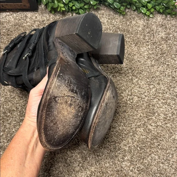 FREEBIRD BY STEVEN Baker Heeled Boots Sz 10 Black Brown - Picture 10 of 15